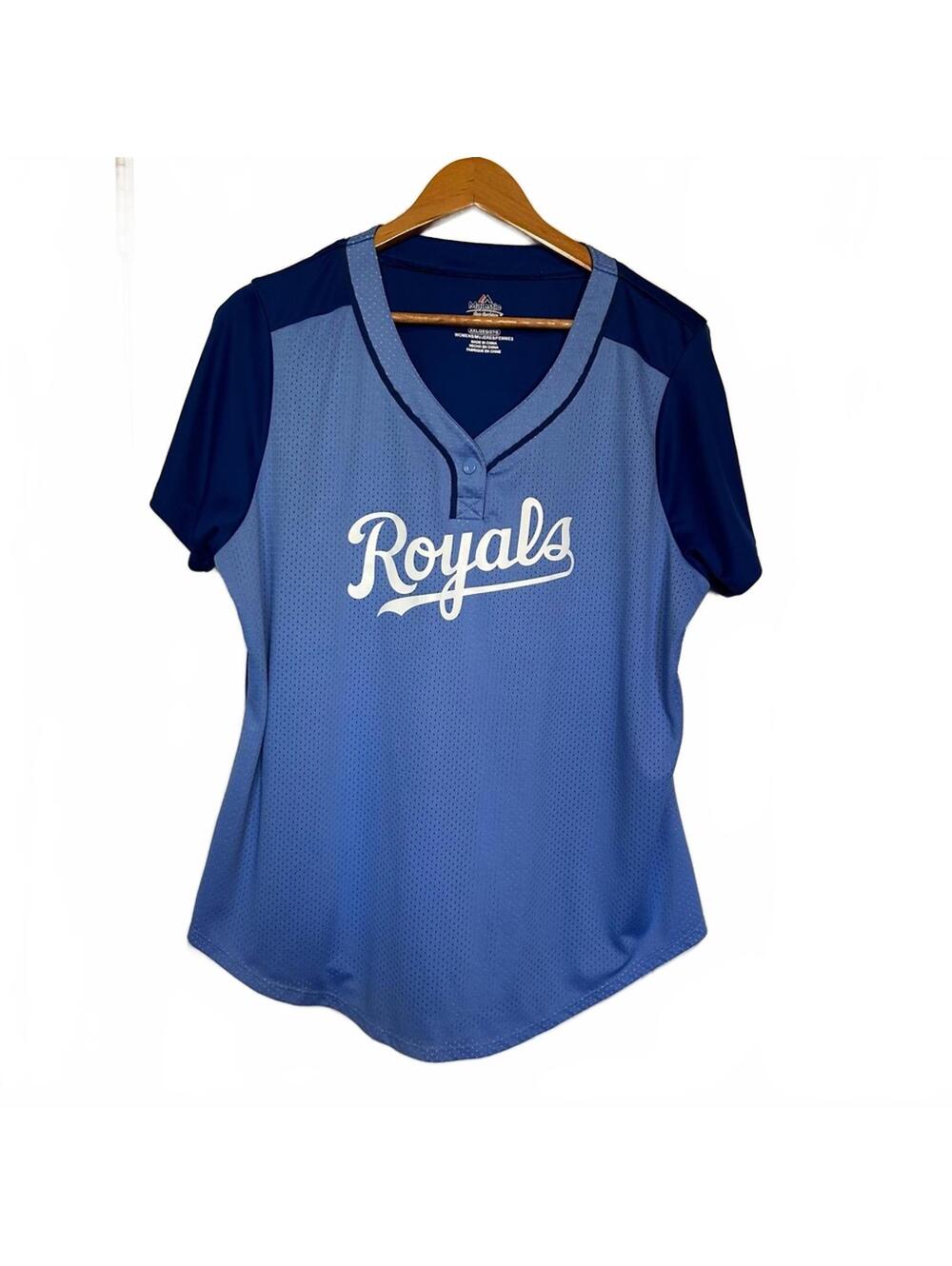 Kansas City Royals Blue Single Snap Yoke Ladies Cool Base Top | Size XXL